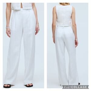 Madewell White Harlow Wide Leg Pants Linen Size 2